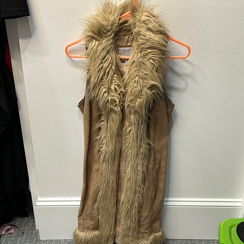 Wilsons Leather Tan Faux Fur Vest